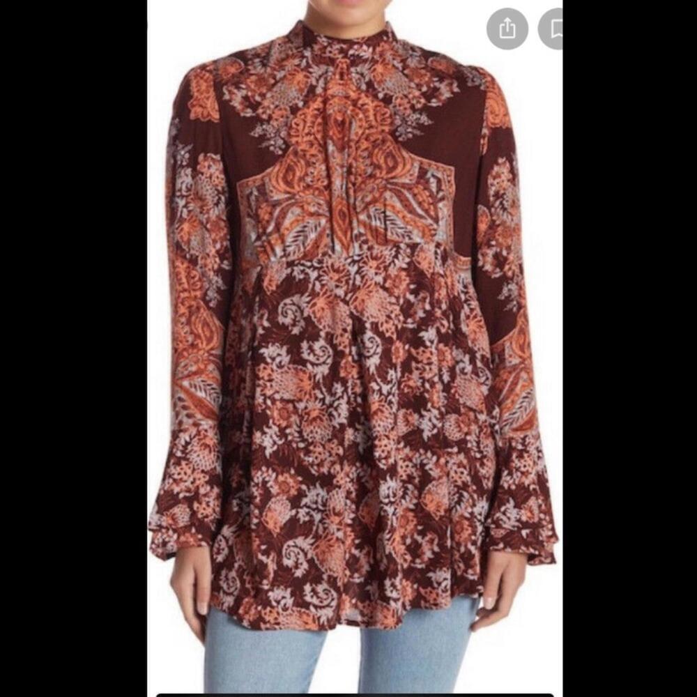 FREE PEOPLE Lady Luck printed tunic dress size S boho bohemian festival - Picture 2 of 2